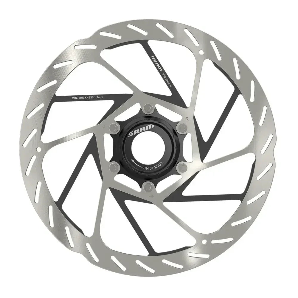 SRAM HS2 Disc Brake Rotor - 200mm Center Lock Rounded Silver/Black Cycling Parts - Brake - Disc Brake Rotors SRAM
