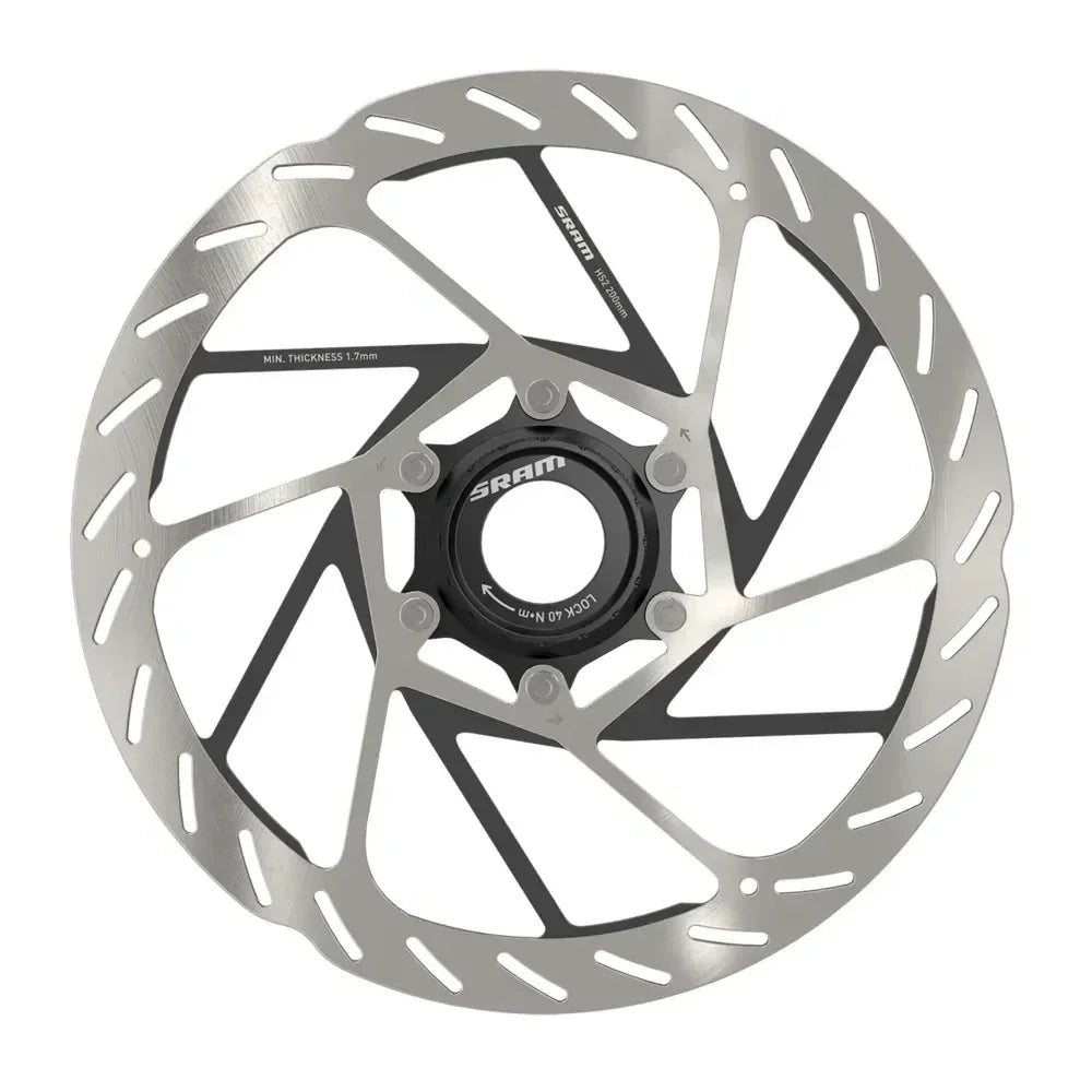 SRAM HS2 Disc Brake Rotor - 200mm Center Lock Rounded Silver/Black Cycling Parts - Brake - Disc Brake Rotors SRAM