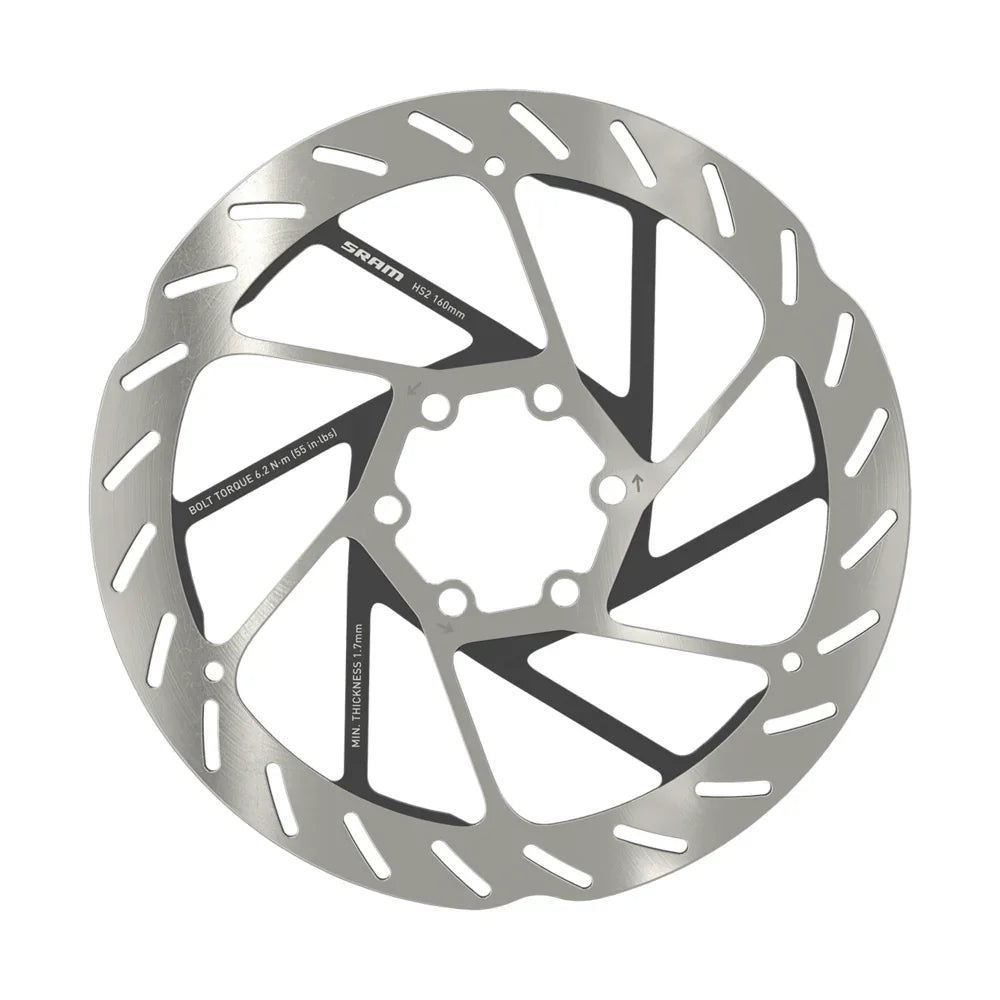 SRAM HS2 Disc Brake Rotor - 160mm, 6-Bolt, Rounded, Silver/Black Cycling Parts - Brake - Disc Brake Rotors SRAM