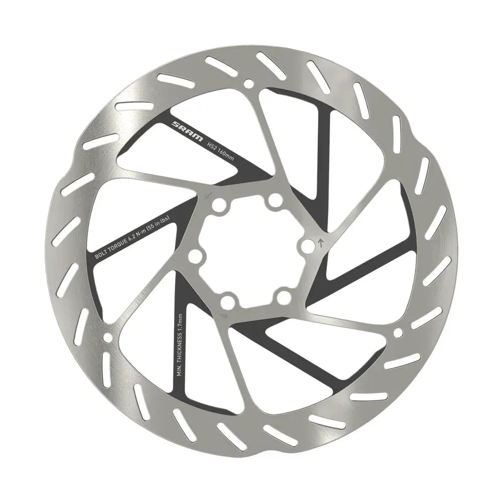 SRAM HS2 Disc Brake Rotor - 160mm, 6-Bolt, Rounded, Silver/Black Cycling Parts - Brake - Disc Brake Rotors SRAM