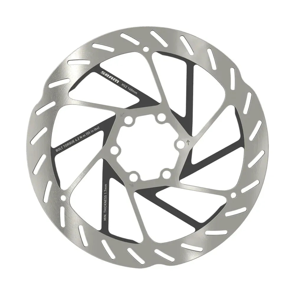 SRAM HS2 Disc Brake Rotor - 160mm, 6-Bolt, Rounded, Silver/Black Cycling Parts - Brake - Disc Brake Rotors SRAM