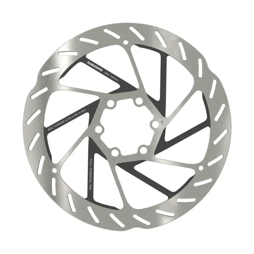 SRAM HS2 Disc Brake Rotor - 160mm, 6-Bolt, Rounded, Silver/Black Cycling Parts - Brake - Disc Brake Rotors SRAM