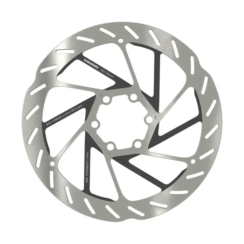 SRAM HS2 Disc Brake Rotor - 160mm, 6-Bolt, Rounded, Silver/Black Cycling Parts - Brake - Disc Brake Rotors SRAM