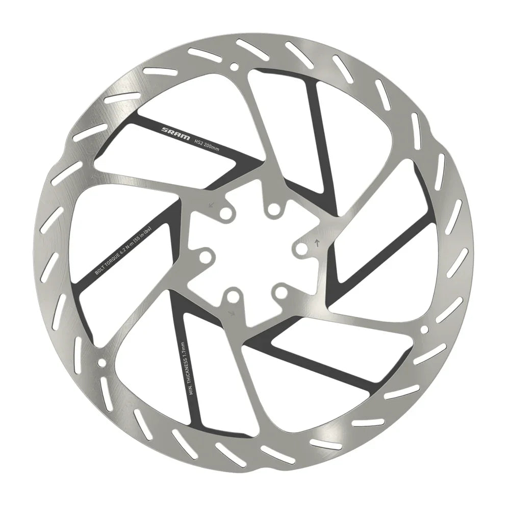 SRAM HS2 Disc Brake Rotor - 200mm, 6-Bolt, Rounded, Silver/Black Cycling Parts - Brake - Disc Brake Rotors SRAM