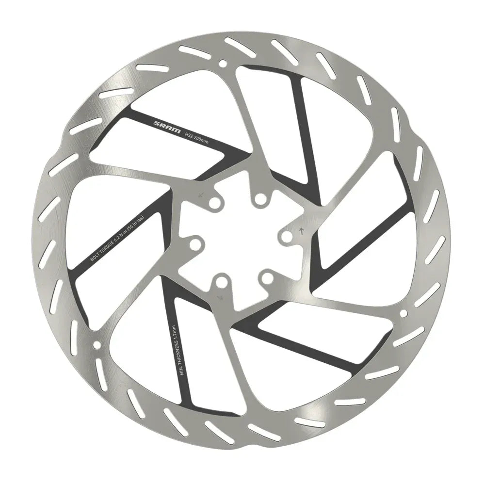SRAM HS2 Disc Brake Rotor - 200mm, 6-Bolt, Rounded, Silver/Black Cycling Parts - Brake - Disc Brake Rotors SRAM