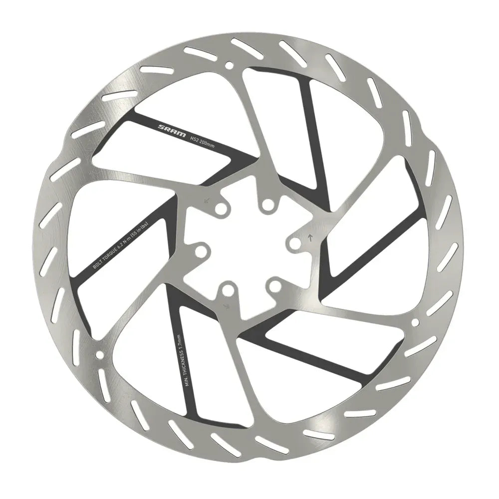 SRAM HS2 Disc Brake Rotor - 200mm, 6-Bolt, Rounded, Silver/Black Cycling Parts - Brake - Disc Brake Rotors SRAM