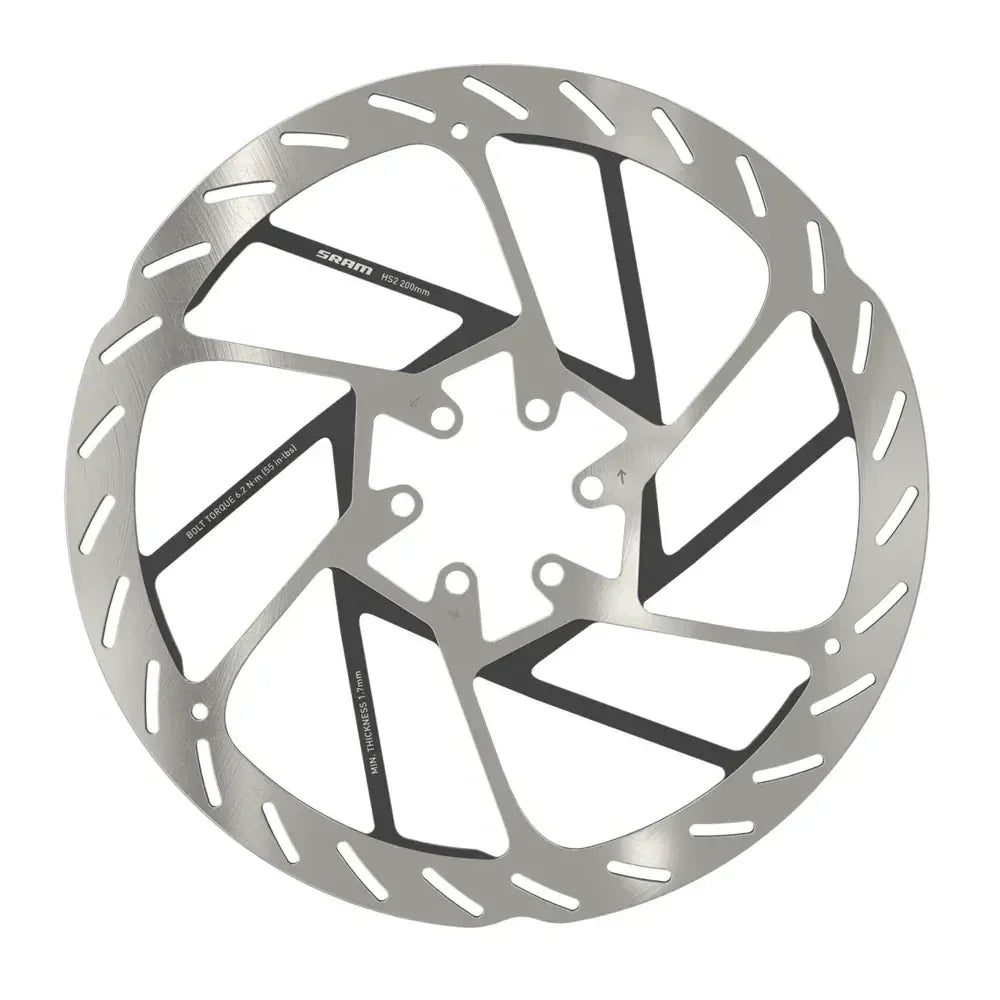 SRAM HS2 Disc Brake Rotor - 200mm, 6-Bolt, Rounded, Silver/Black Cycling Parts - Brake - Disc Brake Rotors SRAM