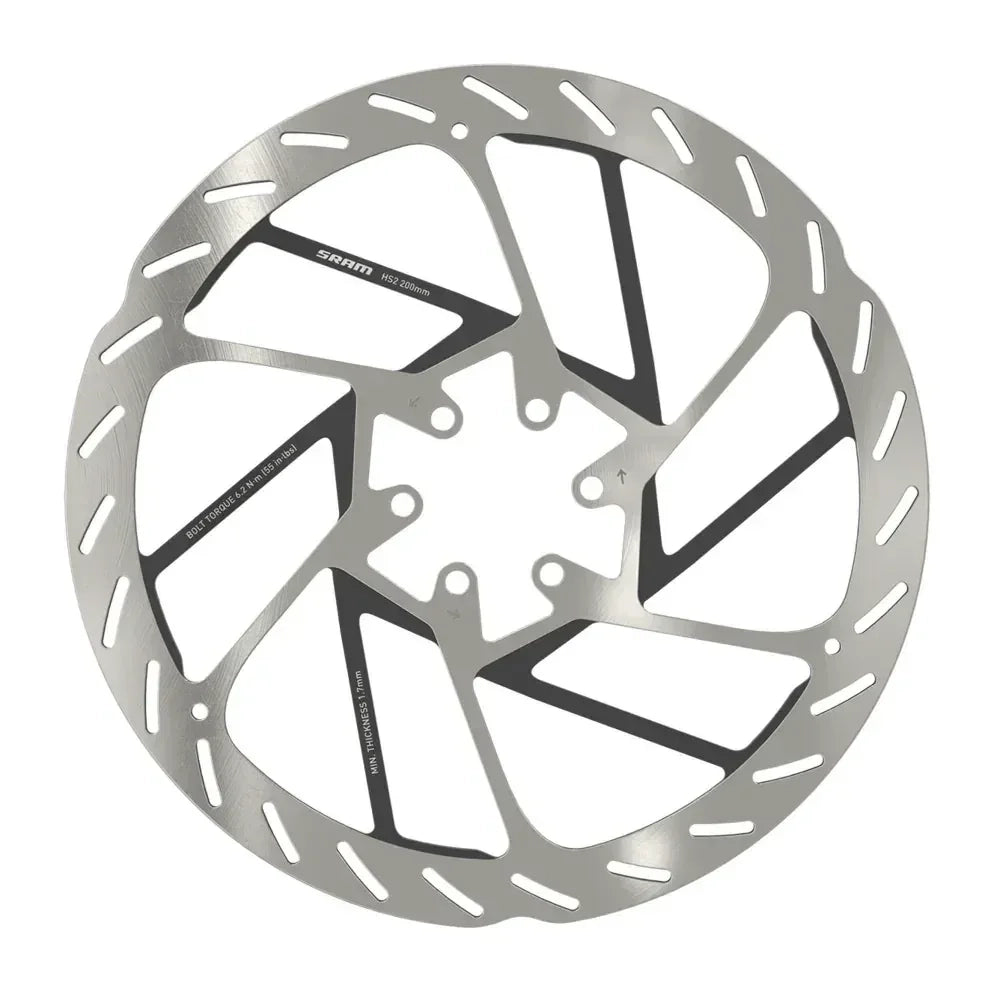 SRAM HS2 Disc Brake Rotor - 200mm, 6-Bolt, Rounded, Silver/Black Cycling Parts - Brake - Disc Brake Rotors SRAM
