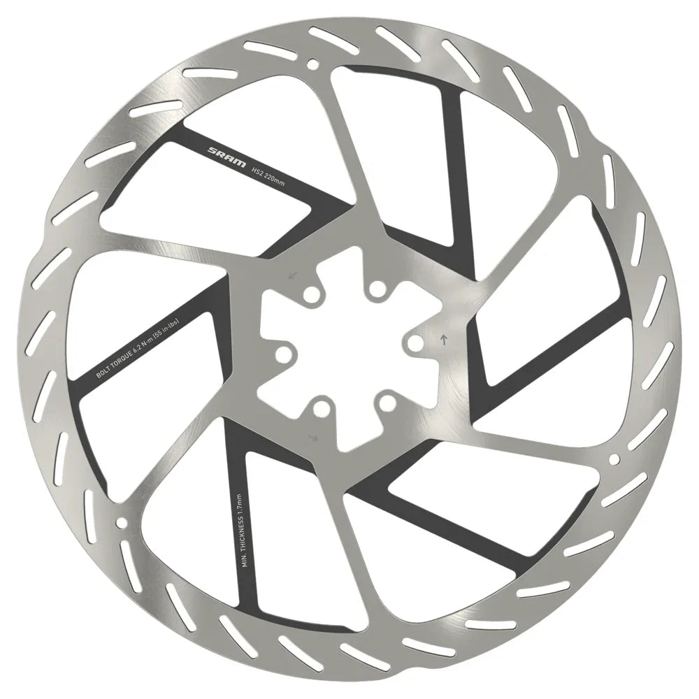 SRAM HS2 Disc Brake Rotor - 180mm, 6-Bolt, Rounded, Silver/Black Cycling Parts - Brake - Disc Brake Rotors SRAM