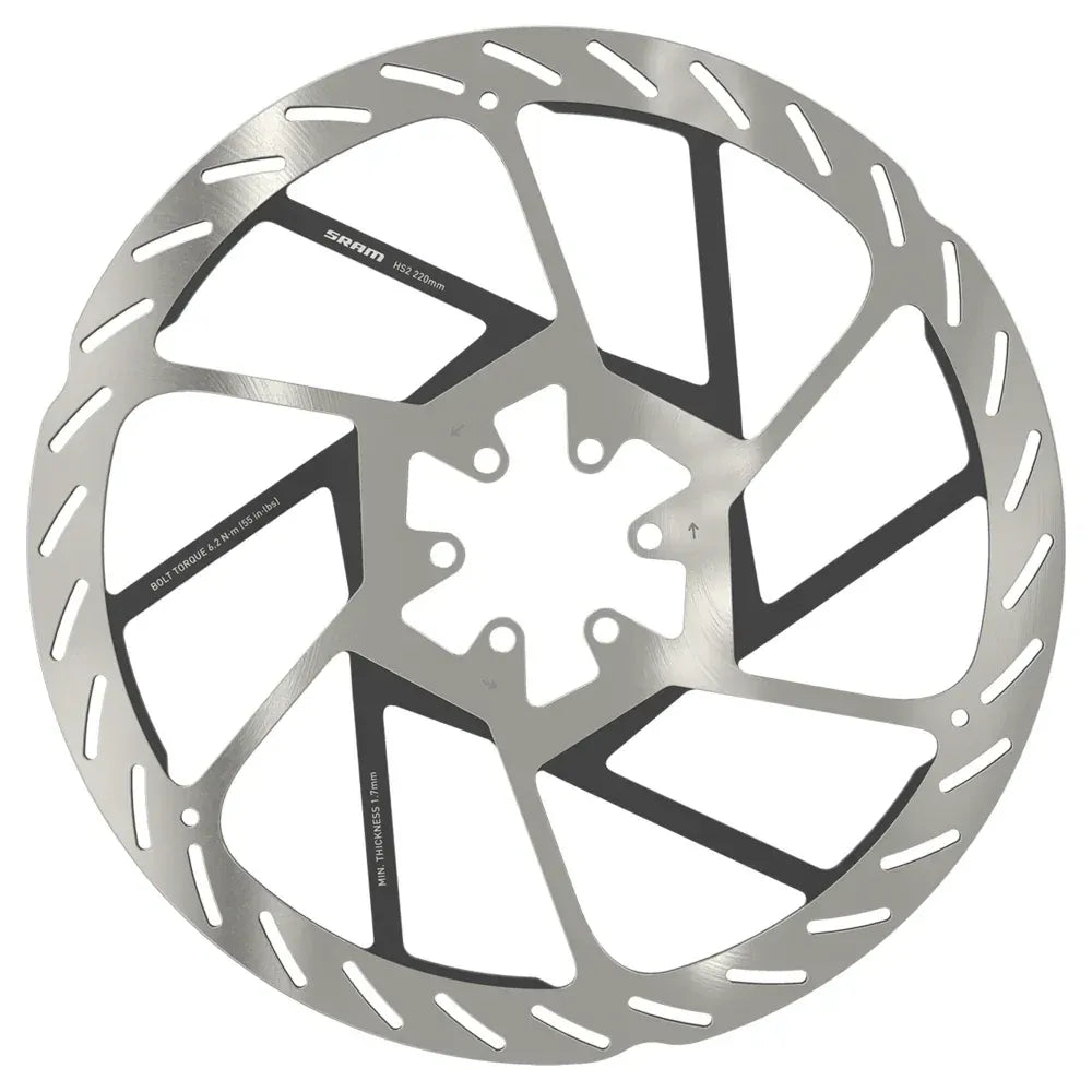 SRAM HS2 Disc Brake Rotor - 180mm, 6-Bolt, Rounded, Silver/Black Cycling Parts - Brake - Disc Brake Rotors SRAM