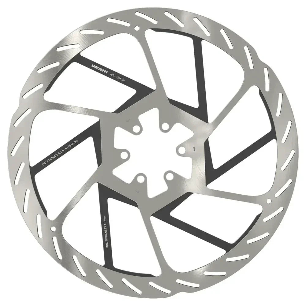 SRAM HS2 Disc Brake Rotor - 180mm, 6-Bolt, Rounded, Silver/Black Cycling Parts - Brake - Disc Brake Rotors SRAM
