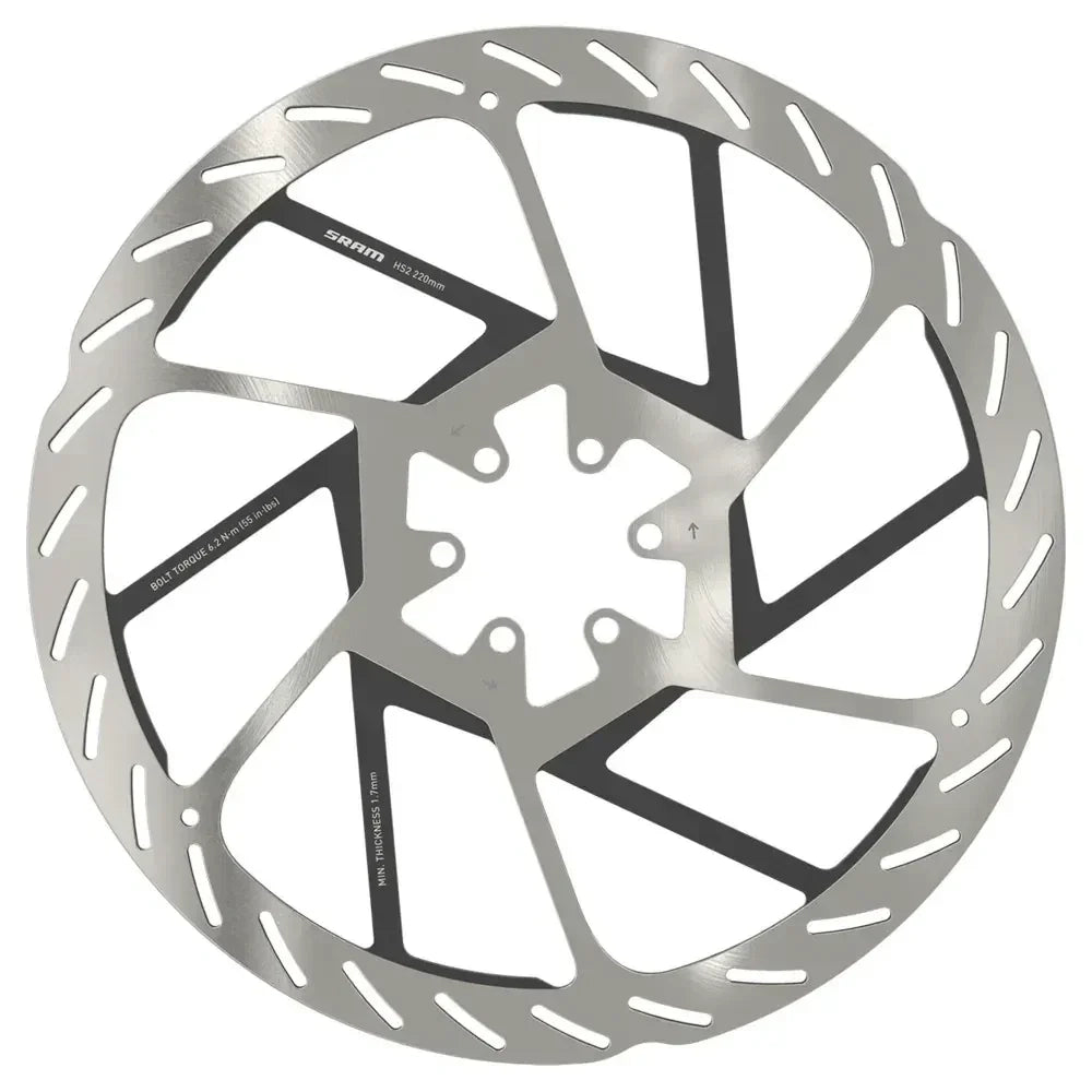 SRAM HS2 Disc Brake Rotor - 180mm, 6-Bolt, Rounded, Silver/Black Cycling Parts - Brake - Disc Brake Rotors SRAM