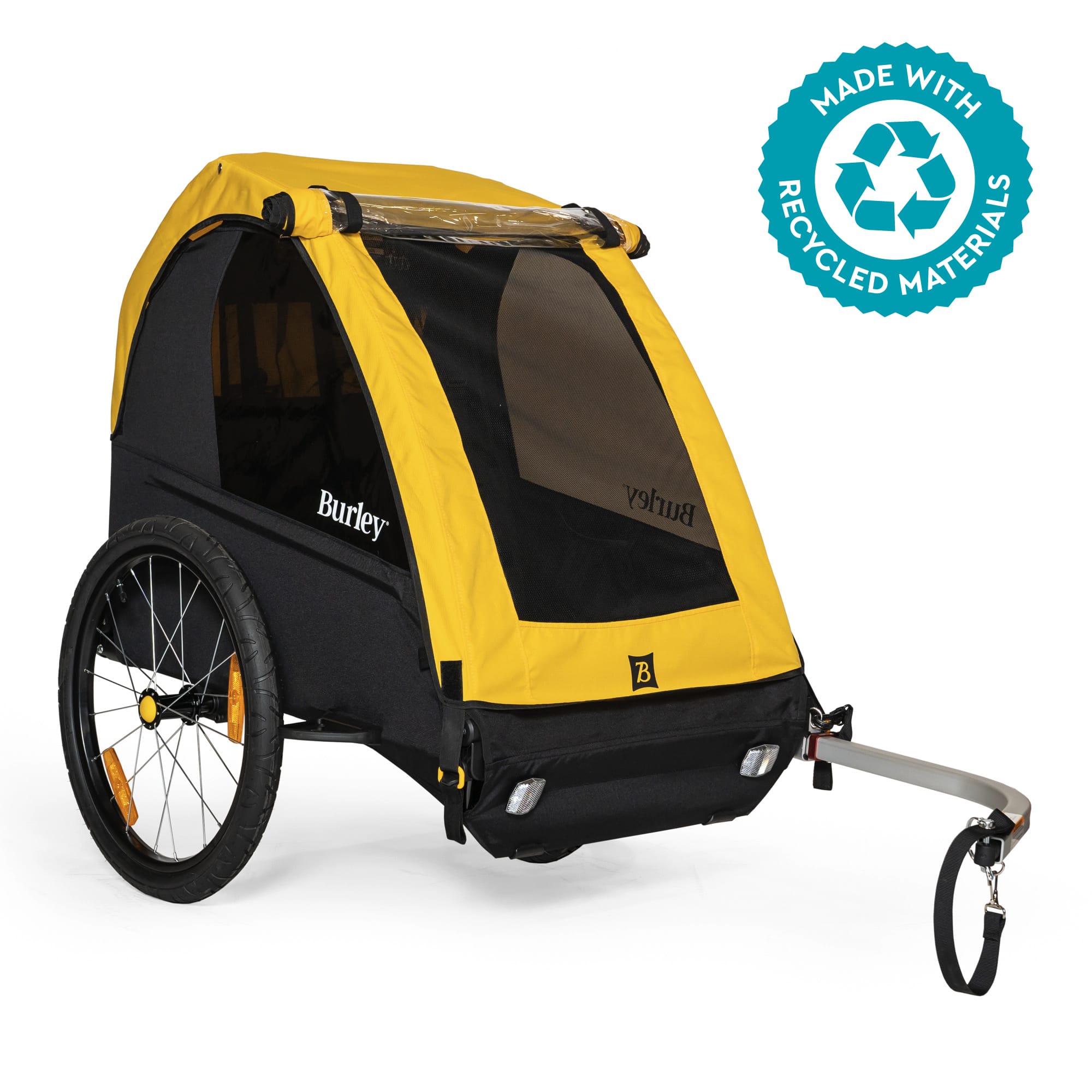 Burley Bee Child Trailer - Double, Yellow - three-quarter