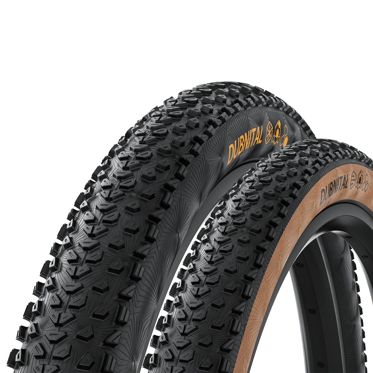 Continental Dubnital tubeless MTB tire, Black — pair, 3/4 angle
