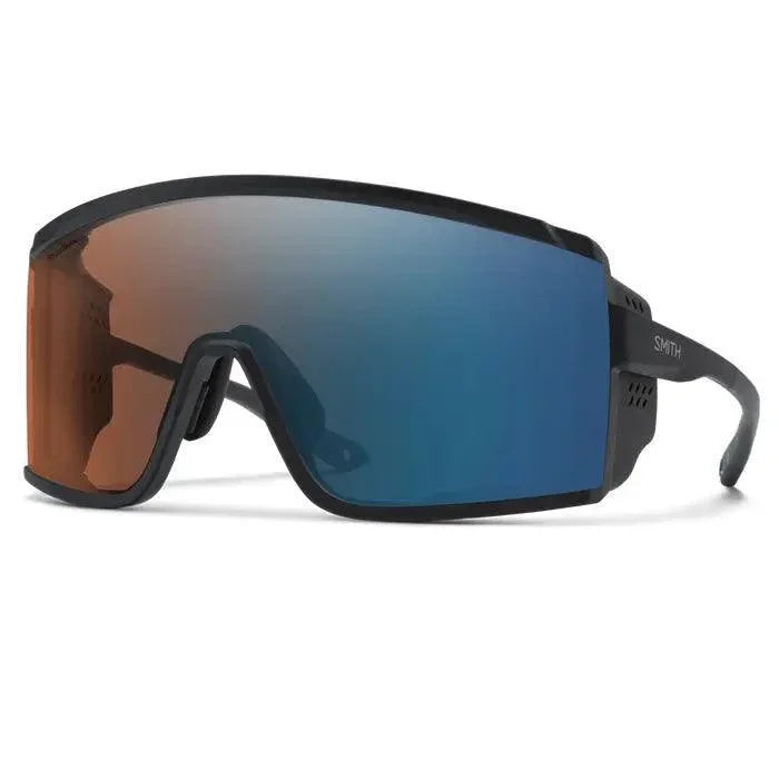 Smith Pursuit Glacier Sunglasses Eyewear - Sunglasses Smith Optics Matte Black | ChromaPop Glacier Photochromic Copper to Gray with Blue Mirror