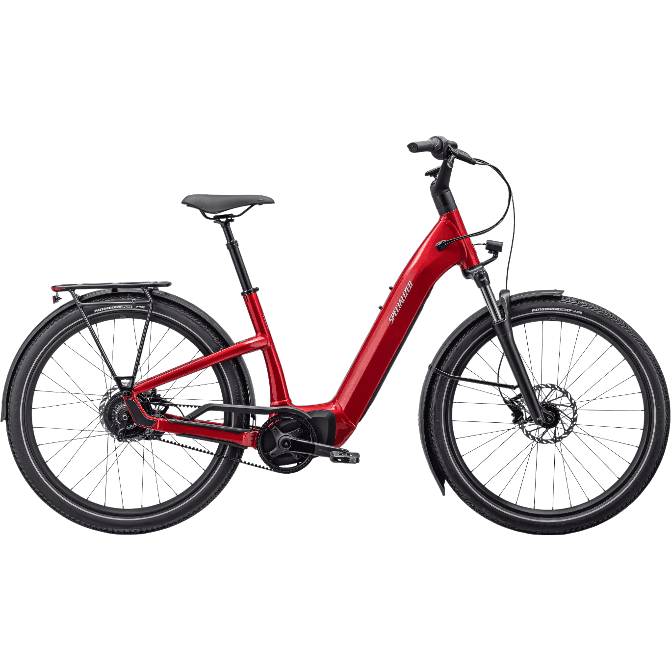 Specialized Turbo Como 4.0 IGH Bicycle - E-Bikes - Hybrid - Step-Through Specialized Red Tint / Silver Reflective Medium