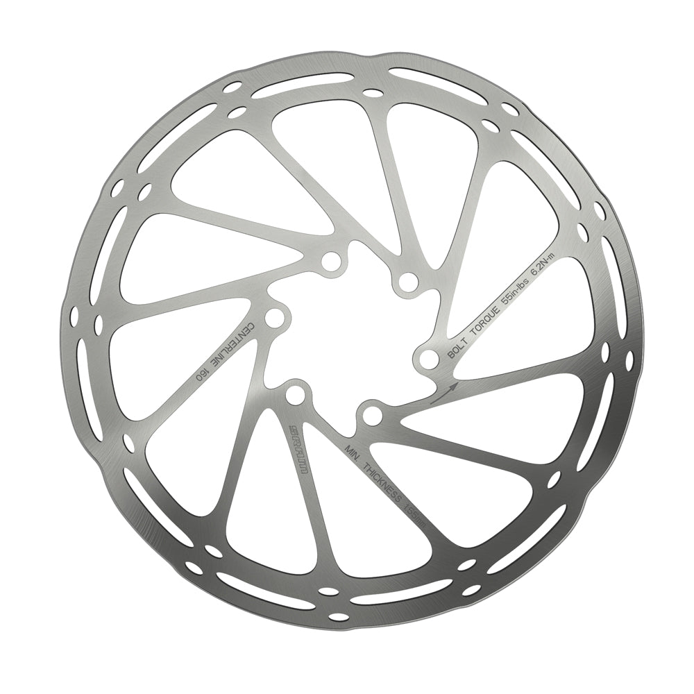 SRAM CenterLine 6-bolt disc brake rotor, Silver — side view