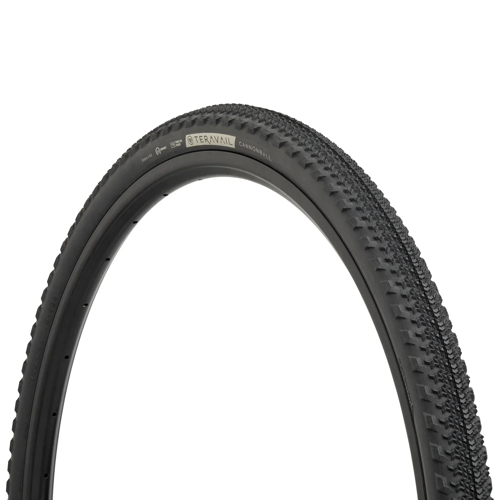 Teravail Cannonball Tire - 700 x 42, Tubeless, Folding, Black, Light and Supple Tires and Tubes - Gravel Teravail