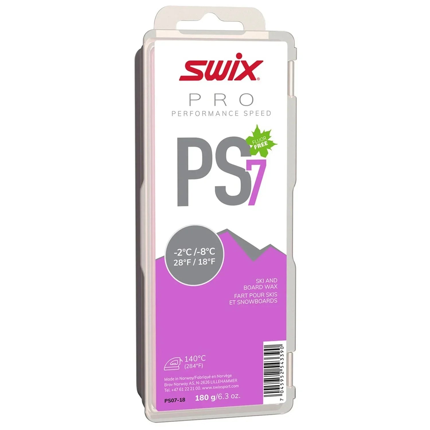 Swix PS7 Violet Ski Wax, -2 C/-8 C, 180g Winter Accessories - Tuning Supplies Swix