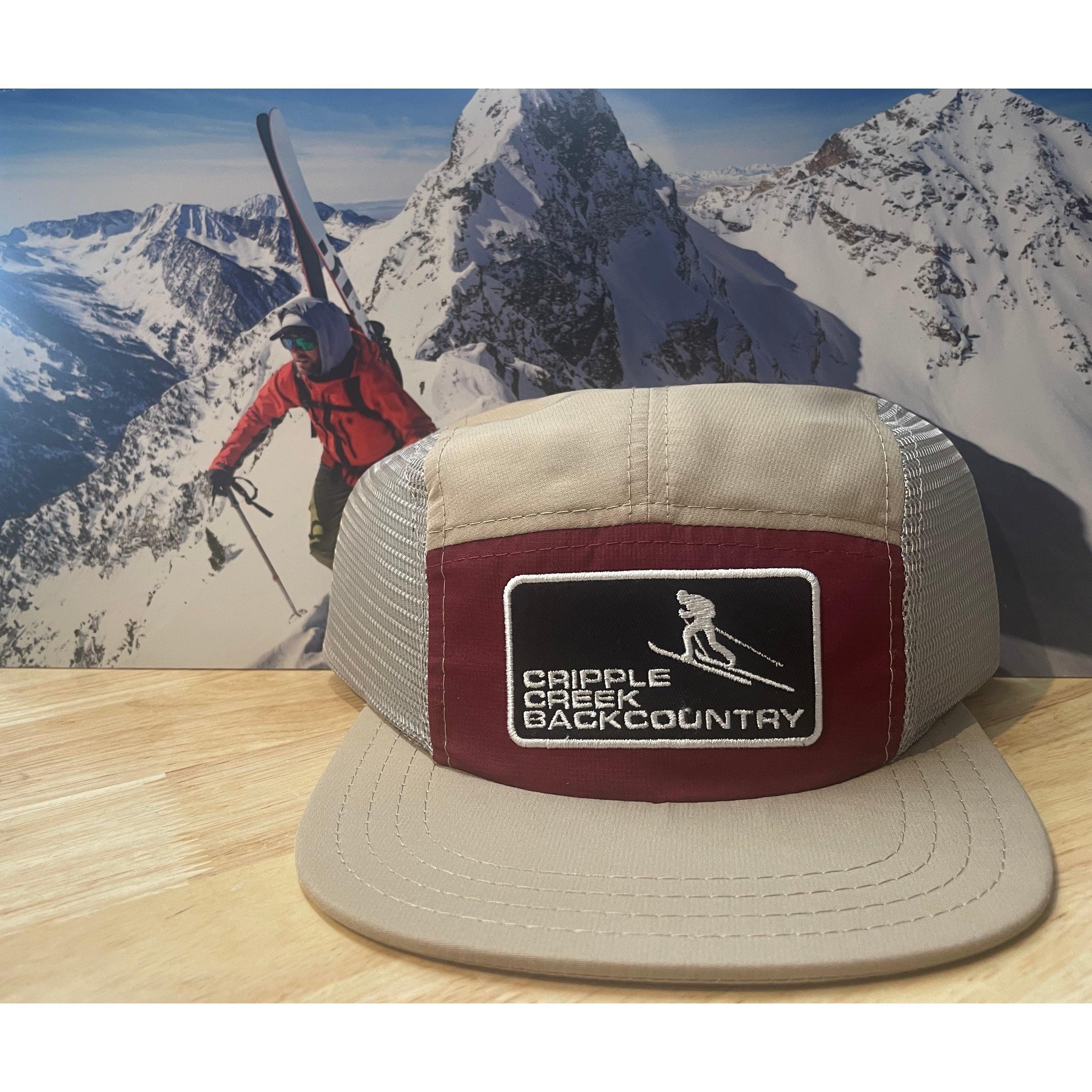 CCBC Runner Hat Merch Cripple Creek Backcountry Crimson/Khaki/Steel Oxford