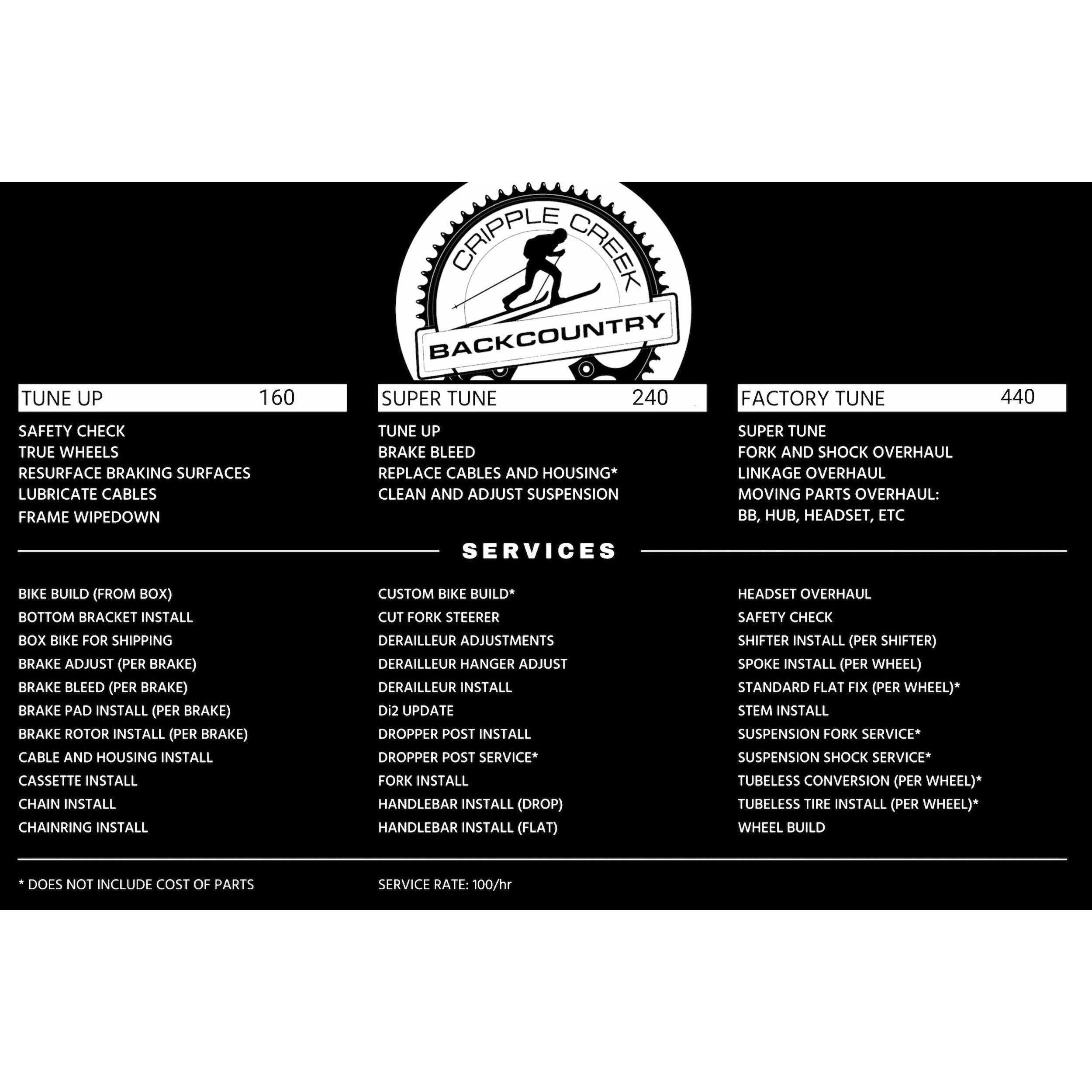 Denver Bike Tuning Appointment Cripple Creek Backcountry