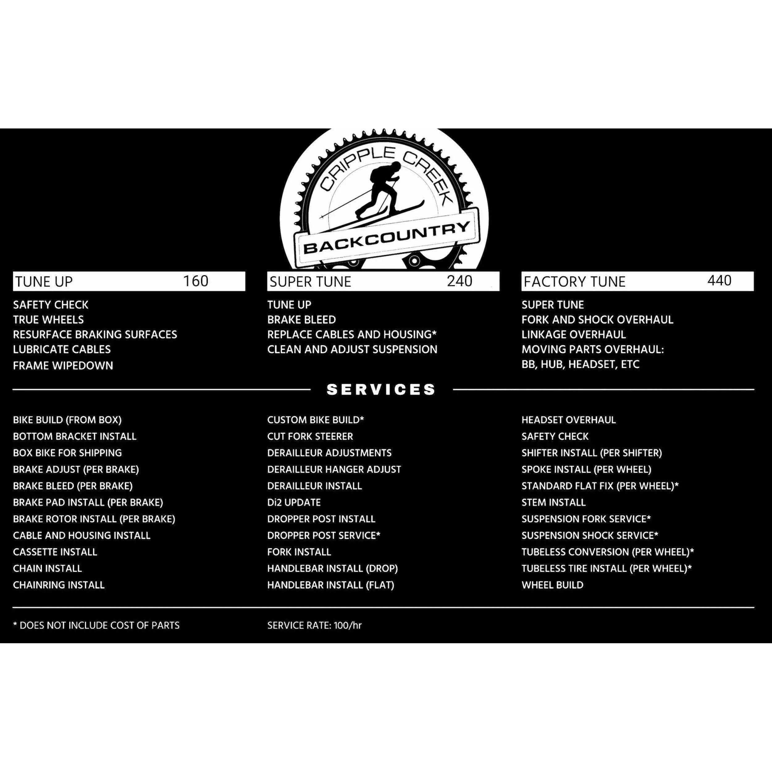 Denver Bike Tuning Appointment Cripple Creek Backcountry