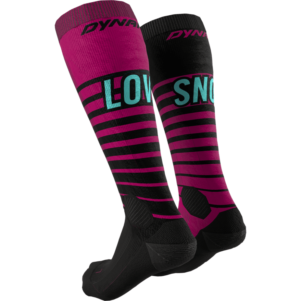 Dynafit FT Graphic Socks Winter Apparel - Socks Dynafit Medium Beet Red/0910 Love Snow