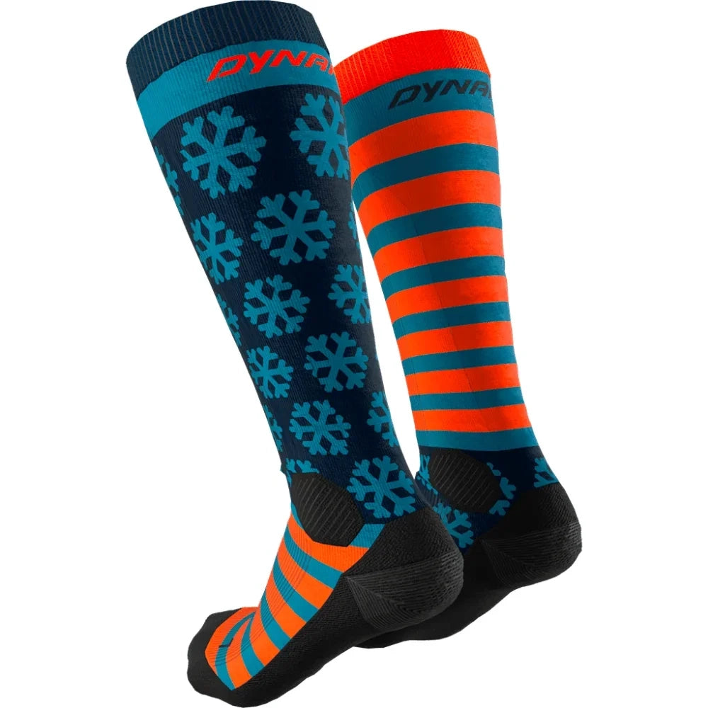Dynafit FT Graphic Socks Winter Apparel - Socks Dynafit Large Storm Blue/3010 Flag