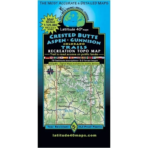 Latitude 40 Maps Cycling Accessories - Maps Latitude 40 Crested Butte/Aspen/Gunnison