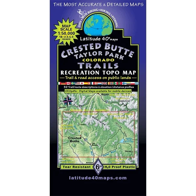 Latitude 40 Maps Cycling Accessories - Maps Latitude 40 Crested Butte - Taylor Park Trails
