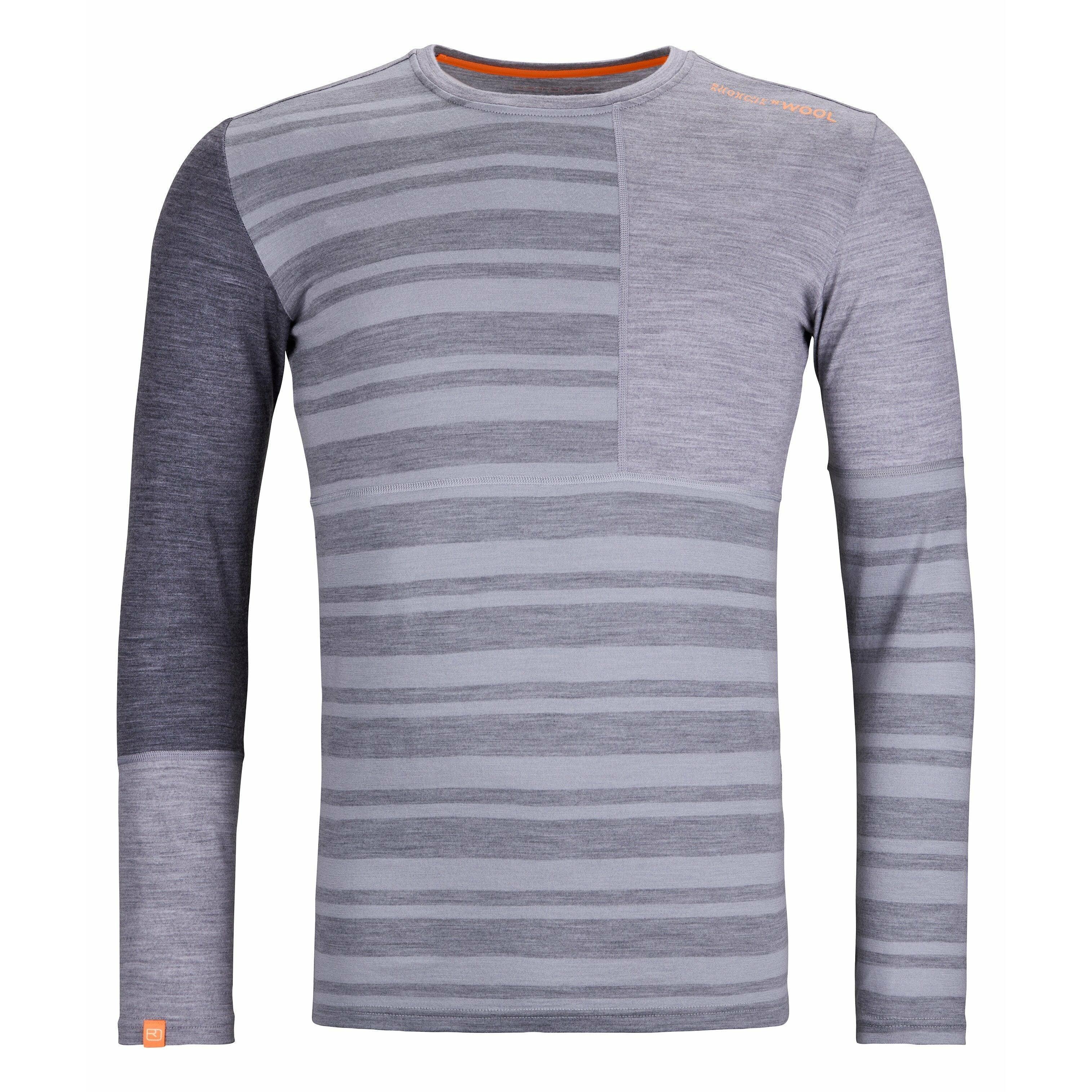 Ortovox M 185 Rock'N'Wool Long Sleeve Winter Apparel - Winter Apparel Mens Base Layer Top Ortovox Small Grey Blend