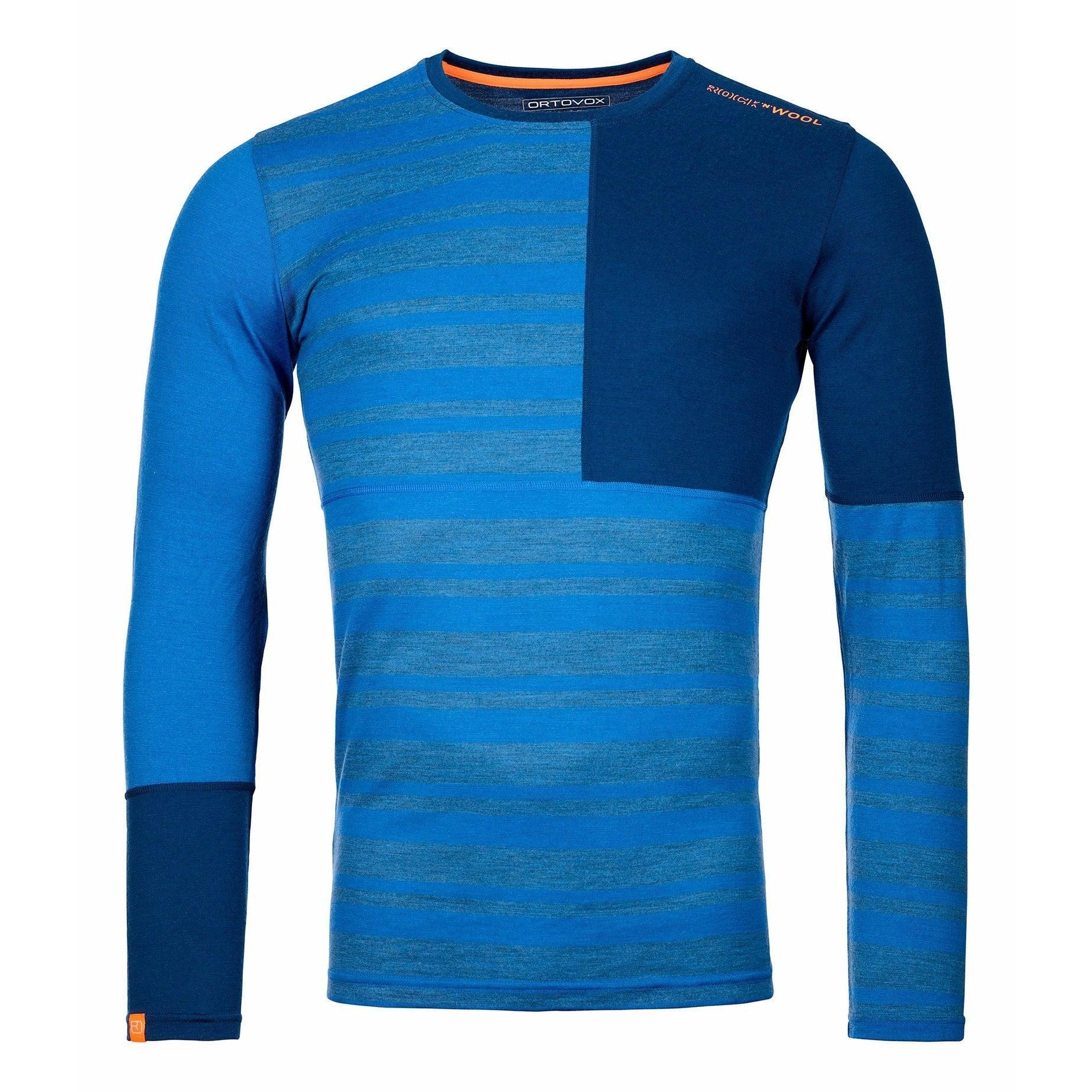 Ortovox M 185 Rock'N'Wool Long Sleeve Winter Apparel - Winter Apparel Mens Base Layer Top Ortovox Small Just Blue