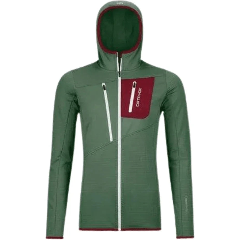 Ortovox W Fleece Gridd Hoody Winter Apparel - Winter Apparel Womens Mid Layer Top Ortovox Small Green Forest