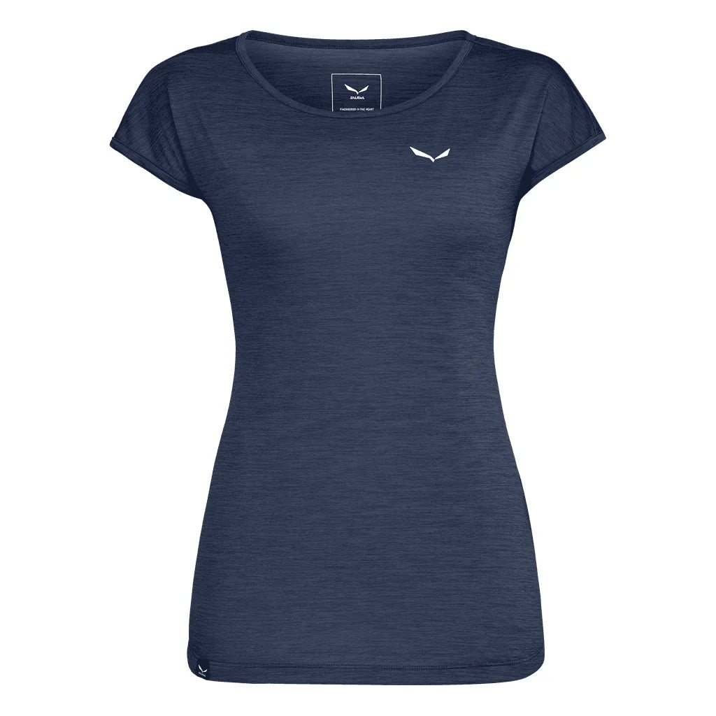 Salewa Puez Melange Dry T-shirt W Summer Apparel - Womens - Tops Salewa XSmall Navy Blazer Melange
