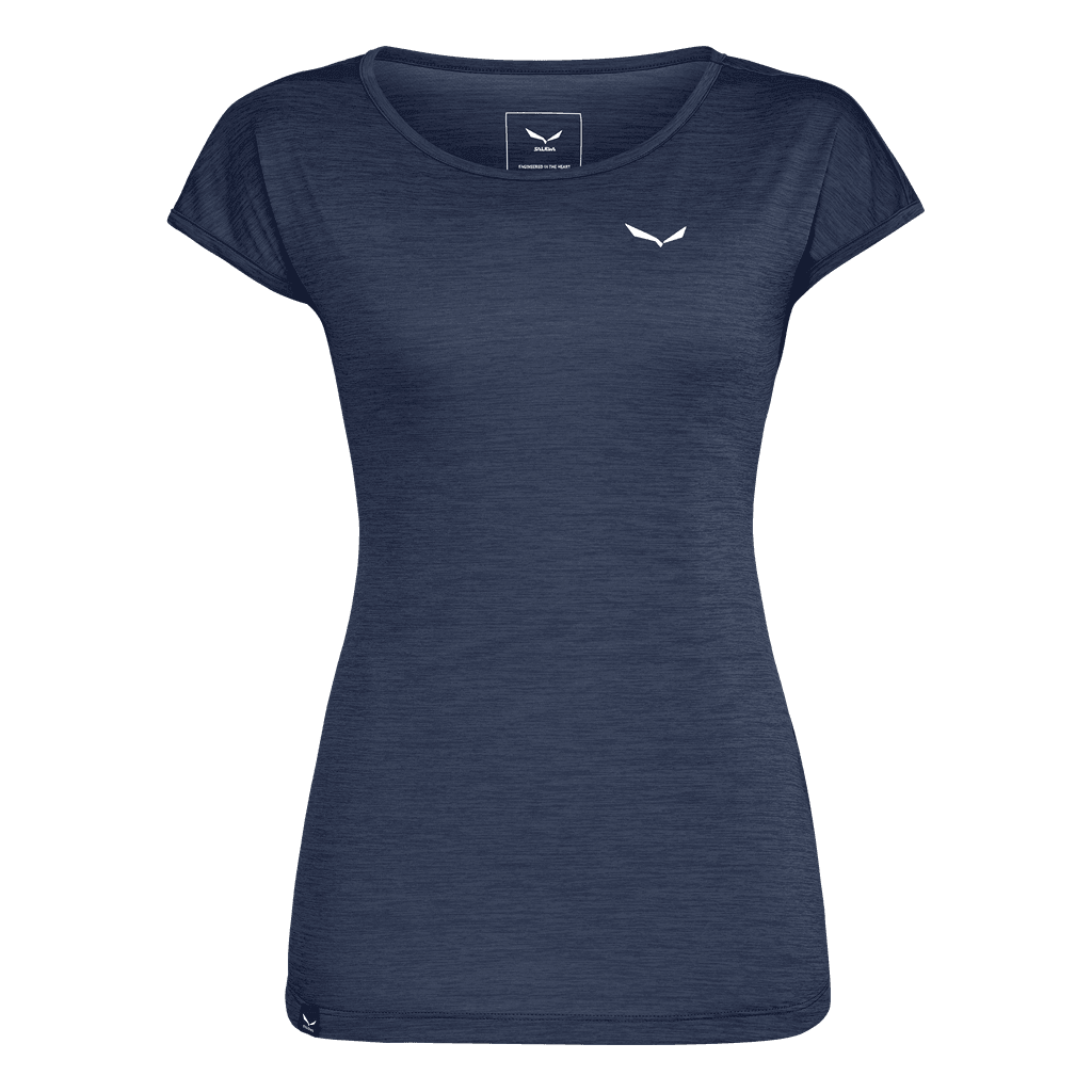 Salewa Puez Melange Dry T-shirt W Summer Apparel - Womens Salewa XSmall Navy Blazer Melange