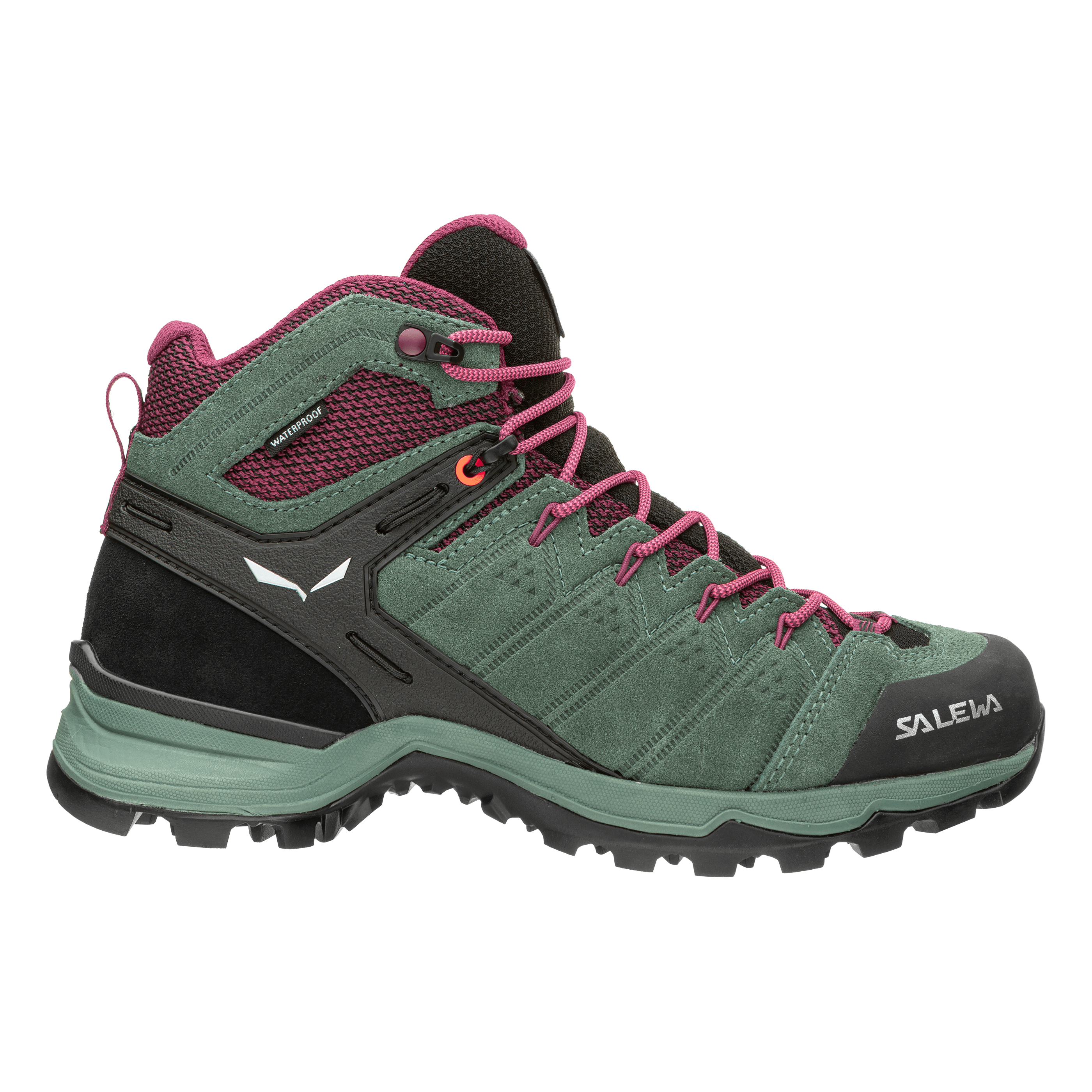 Salewa W Alp Mate Mid WP Hiking Shoe Summer Footwear - Hiking Footwear - Womens Salewa 6.5 Duck Green/Rhododendon