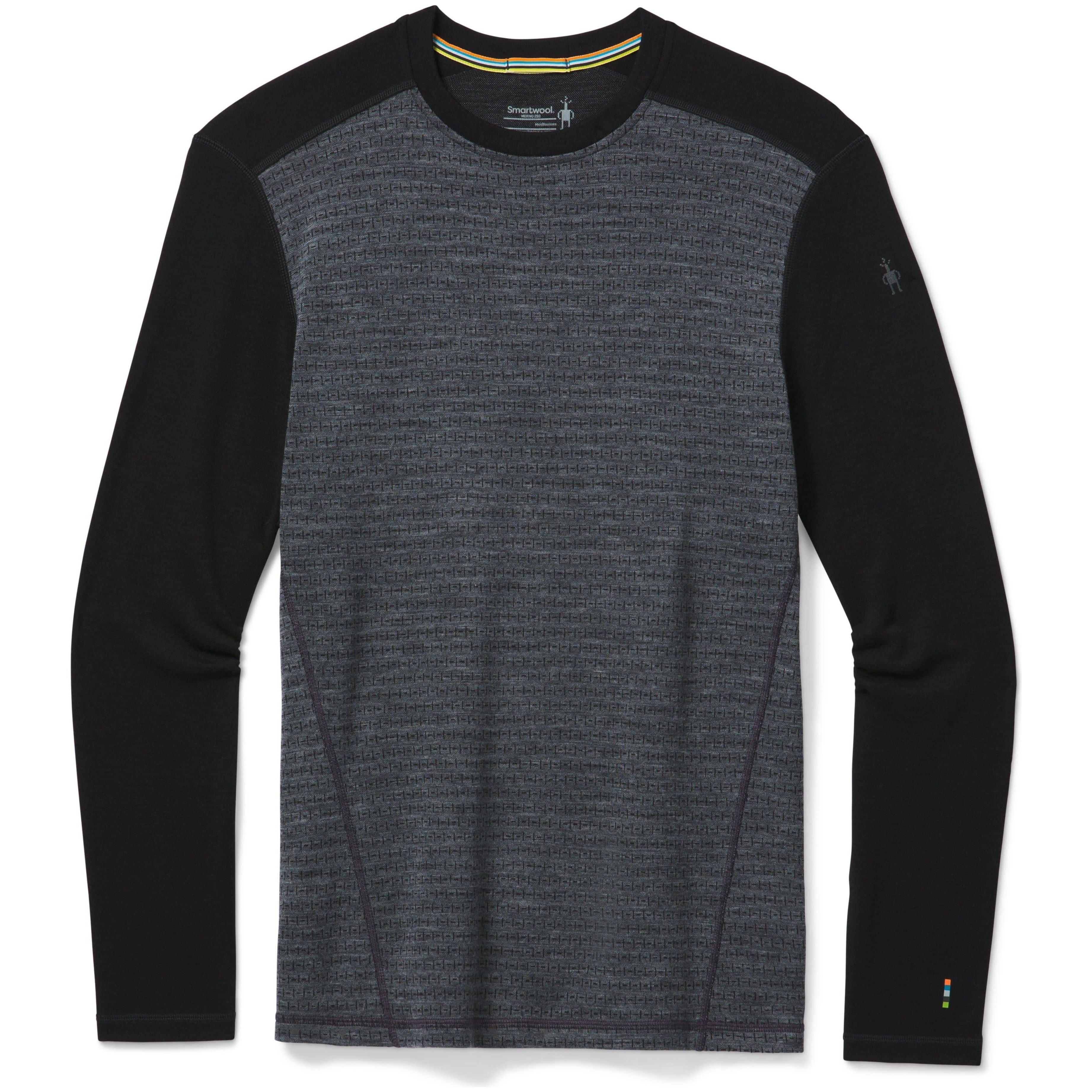 Smartwool M Merino 250 BaseLayer Pattern Crew Winter Apparel - Winter Apparel Mens Base Layer Top Smartwool Small Medium Gray Tick Stitch
