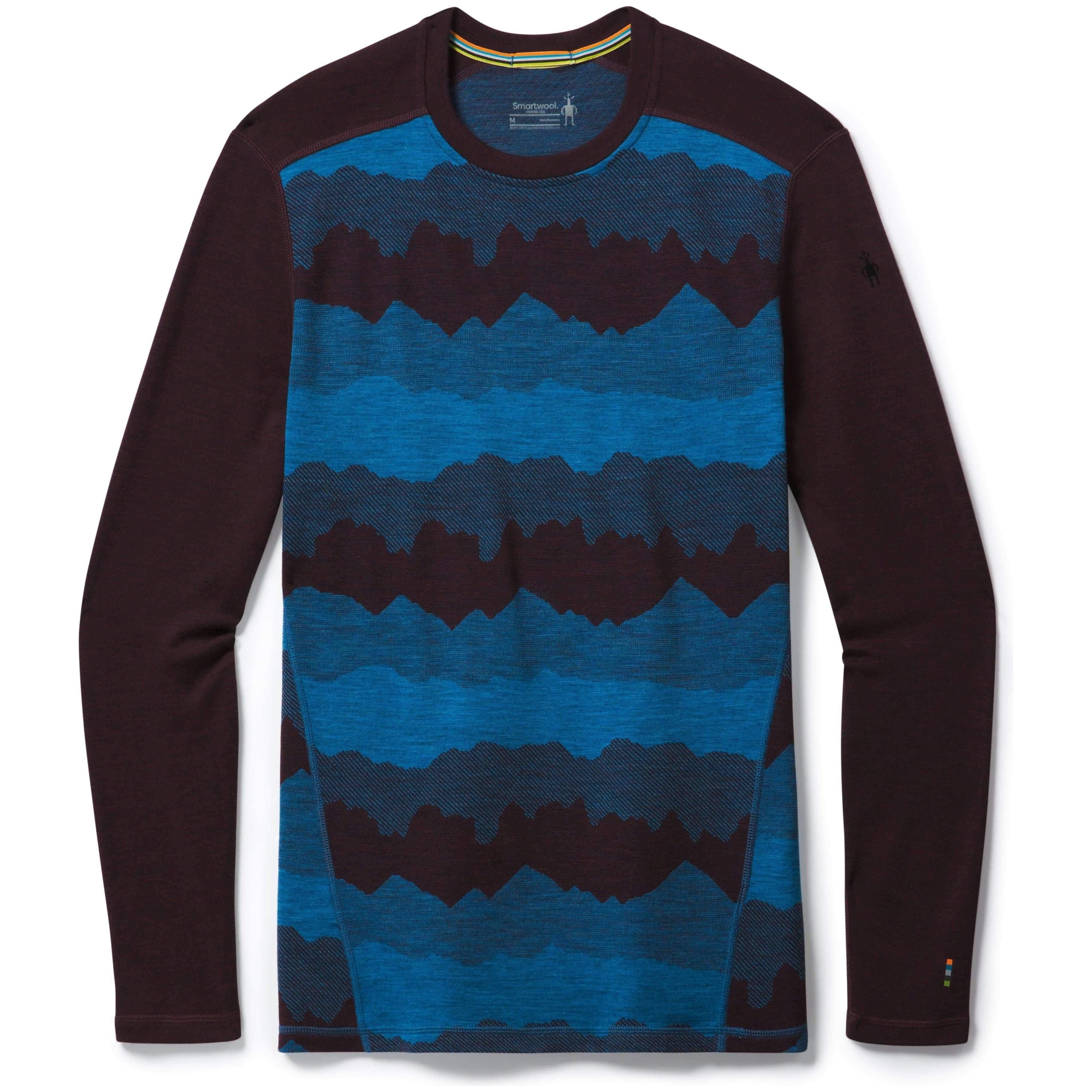 Smartwool M Merino 250 BaseLayer Pattern Crew Winter Apparel - Winter Apparel Mens Base Layer Top Smartwool Small Woodsmoke Mountain Scape