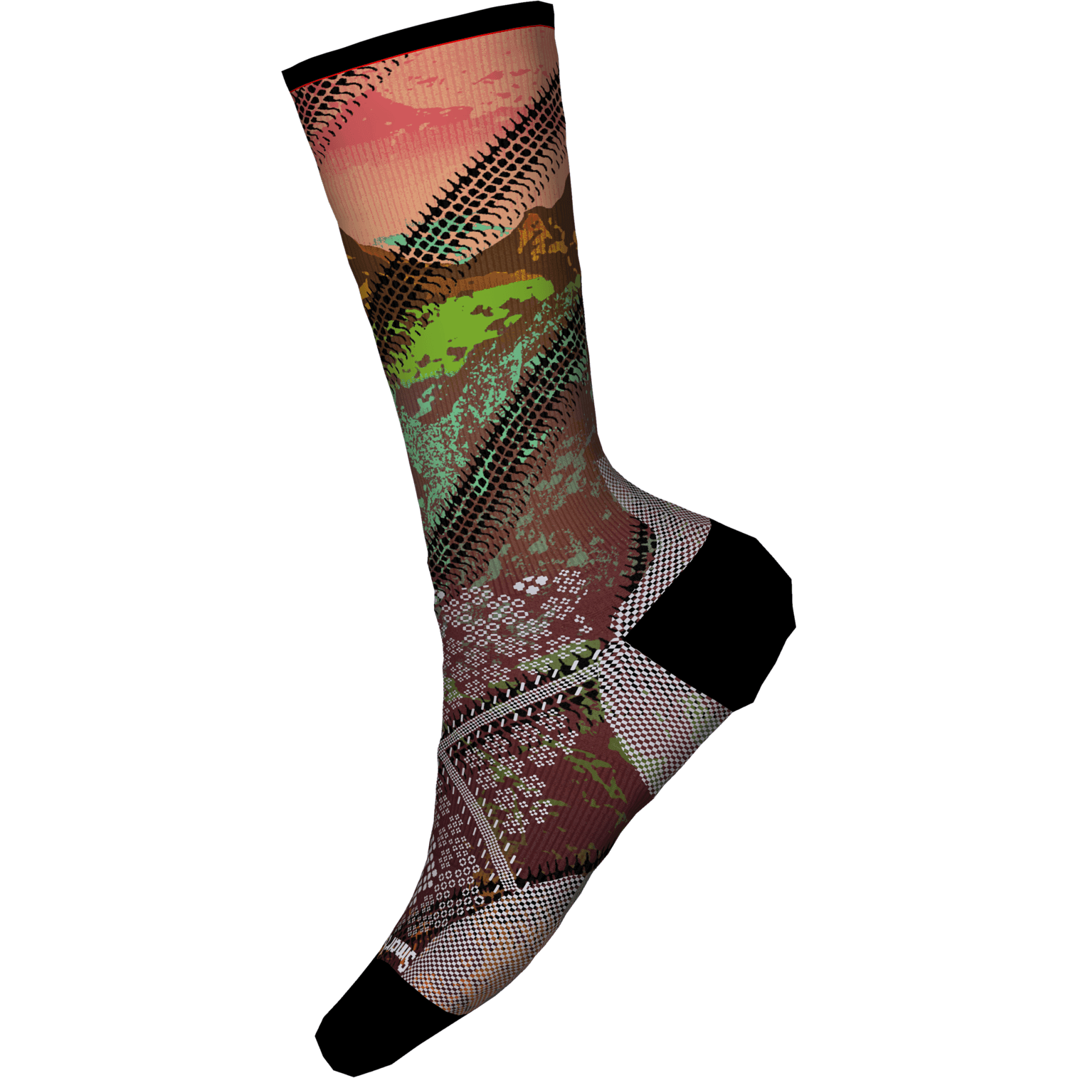 Smartwool W Cycle Zero Cushion Crew Socks Cycling Apparel - Socks Smartwool Small Mountain Print/Bright Coral