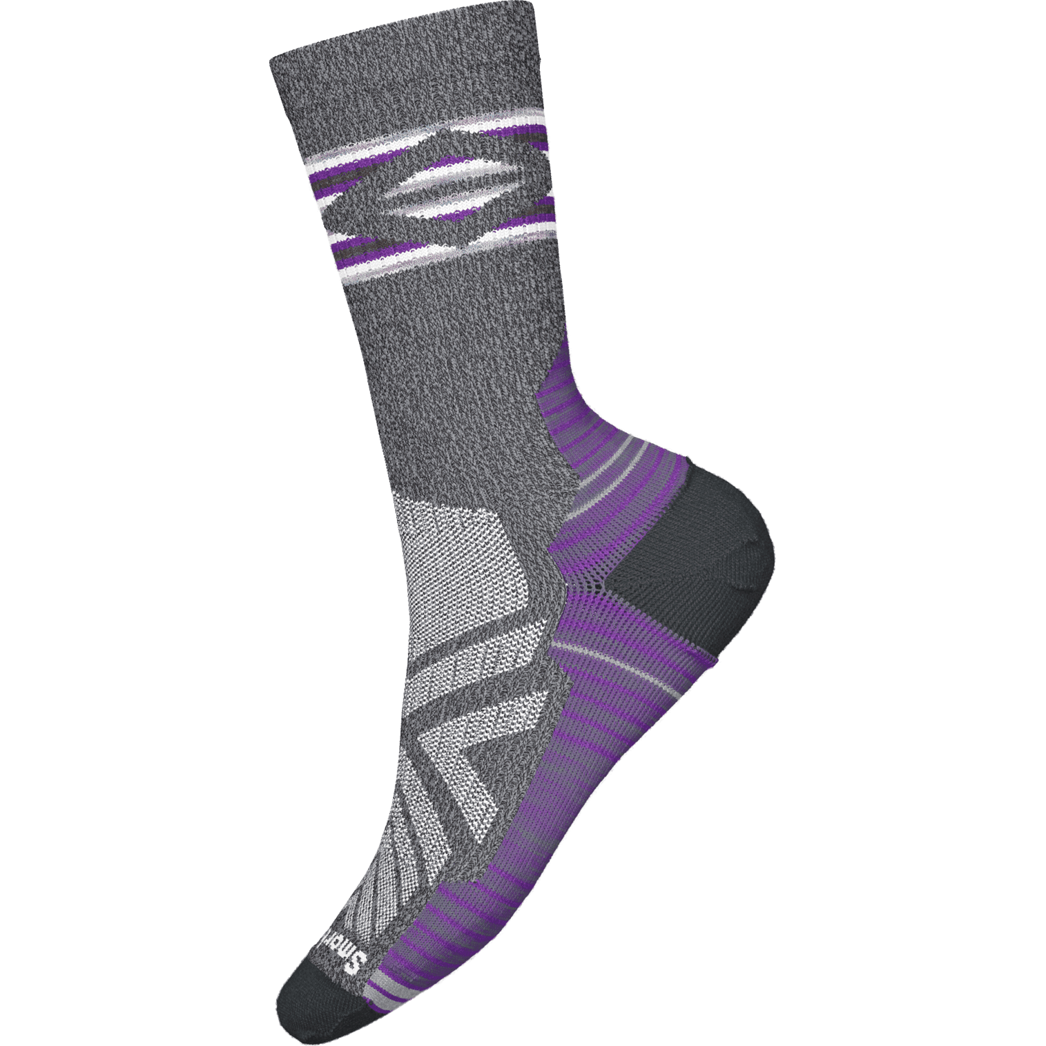 Smartwool W Hike Light Cushion Crew Socks Summer Apparel - Socks Smartwool Small Broken Stripes Pattern/Charcoal-Light Gray