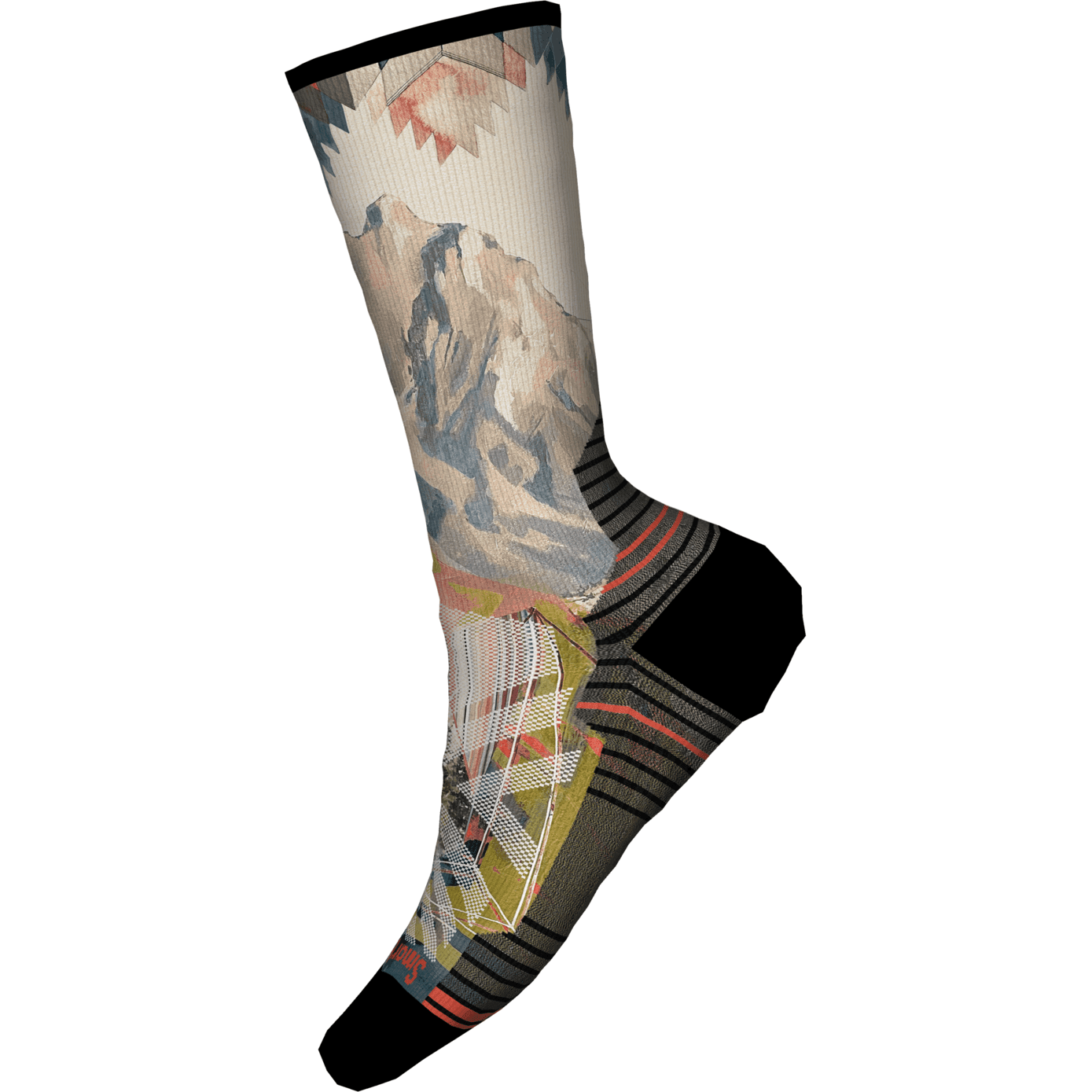 Smartwool W Hike Light Cushion Crew Socks Summer Apparel - Socks Smartwool Small Mountain Print/Natural