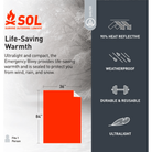 SOL Emergency Bivvy XL with Rescue Whistle & Tinder Cord Cycling Accessories - First Aid Adventure Ready Brands