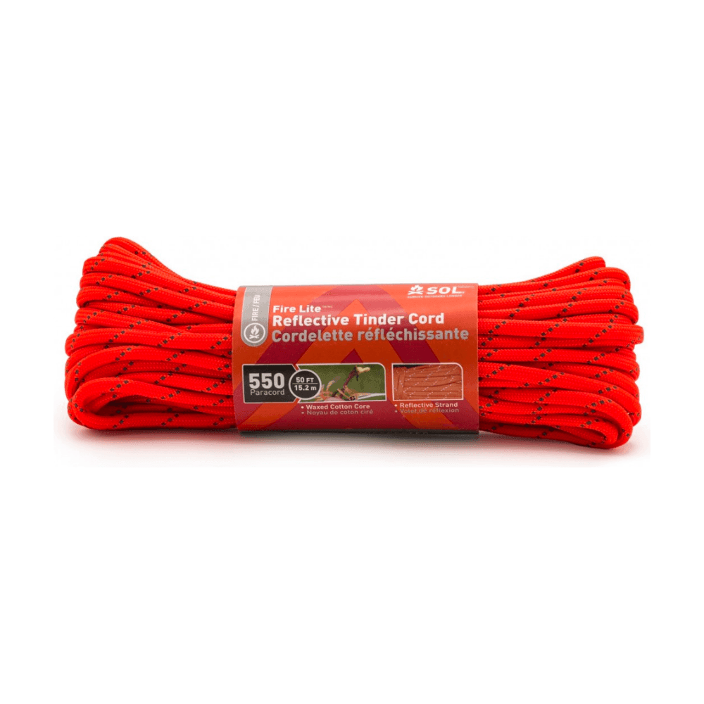 SOL Fire Lite 550 Reflective Tinder Cord 50 ft Summer Gear - Camp Accessories Adventure Ready Brands