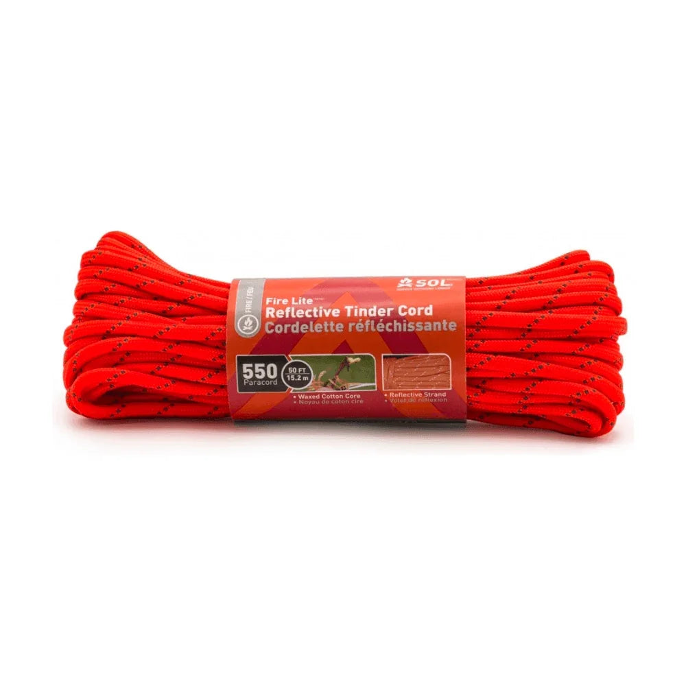 SOL Fire Lite 550 Reflective Tinder Cord 50 ft Summer Gear - Camp Accessories Adventure Ready Brands