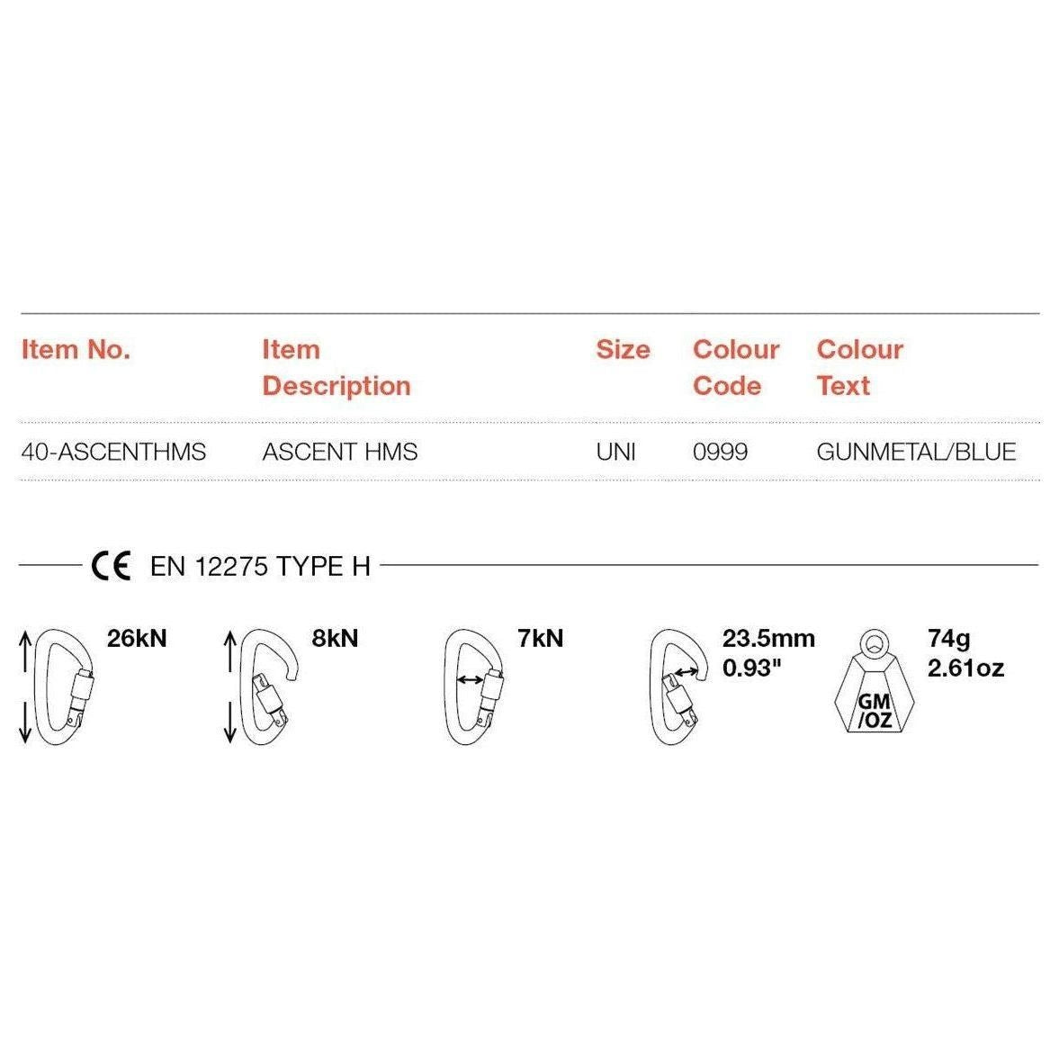 Wild Country Ascent HMS Locking Carabiner Summer Gear - Climbing Gear Wild Country