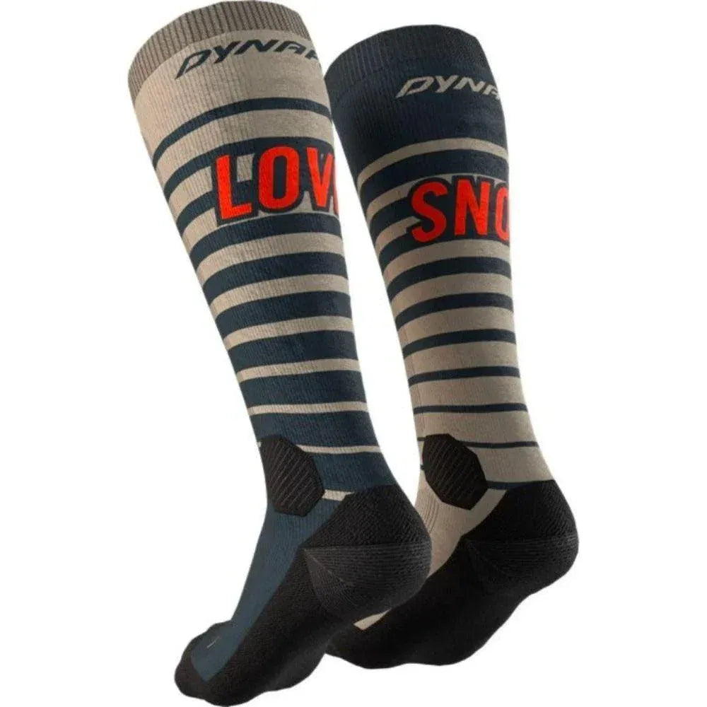 Dynafit FT Graphic Socks Winter Apparel - Socks Dynafit Large Rock Khaki/Snow
