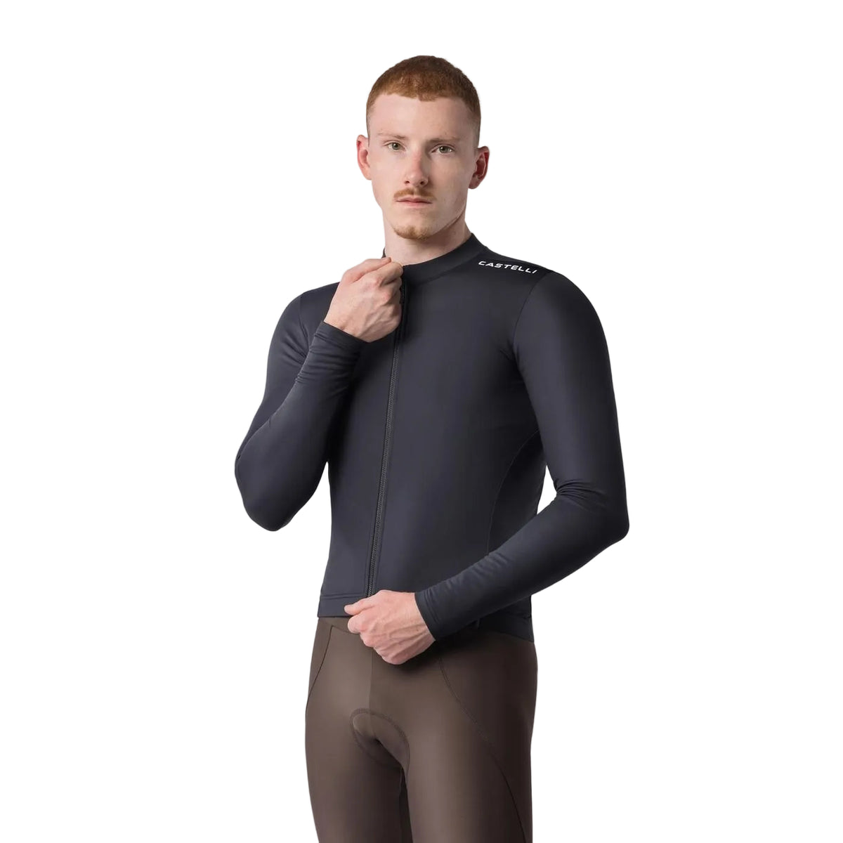 Castelli M Espresso Thermal 2 Jersey Cycling Apparel - Mens - Jersey - long sleeve Castelli Xsmall Black/White