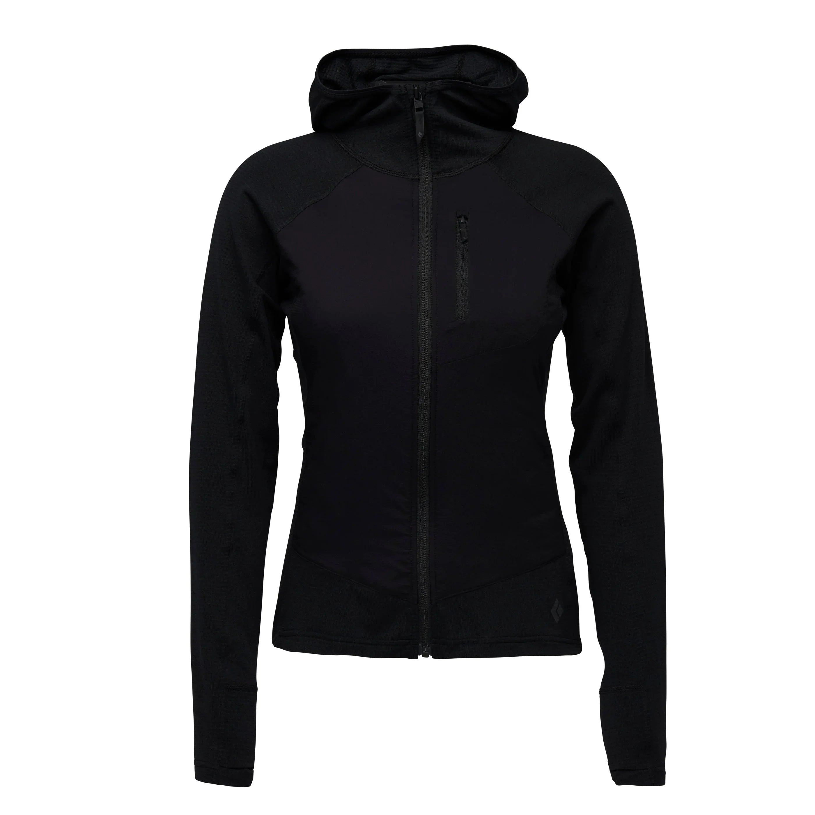 Black Diamond W Coefficient LT Hybrid Hoody Winter Apparel - Winter Apparel Womens Mid Layer Top Black Diamond Large Black