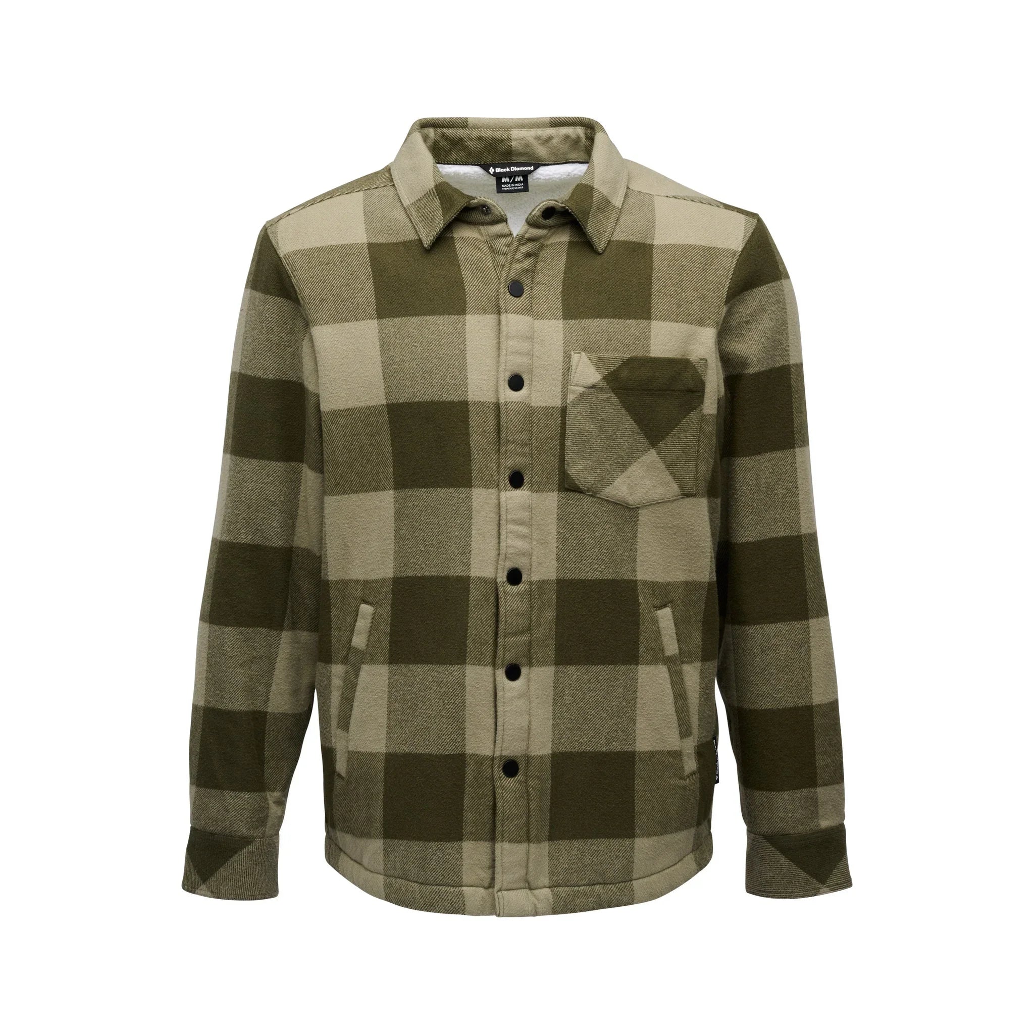 Black Diamond M Project Lined Flannel Winter Apparel - Winter Apparel Mens Mid Layer Top Black Diamond Large Dark Moss-Pine Smoke