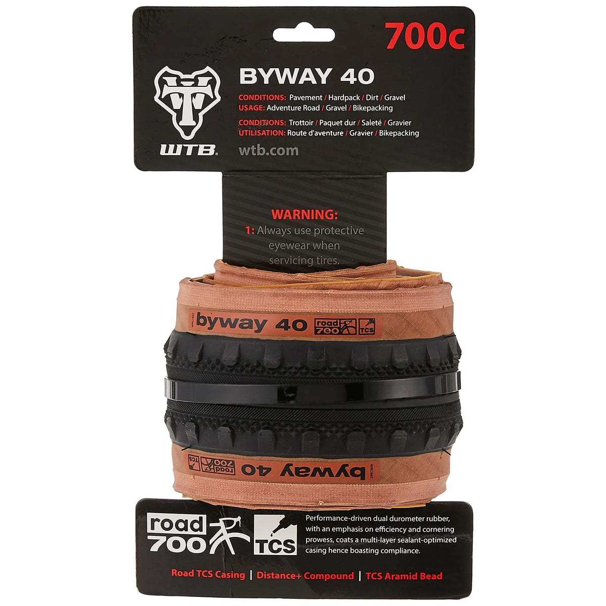 WTB ByWay Road TCS Tire, 700 X 40mm tanwall Tires and Tubes - Gravel WTB